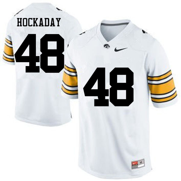 Men Iowa Hawkeyes #48 Jack Hockaday College Football Jerseys-White - Click Image to Close